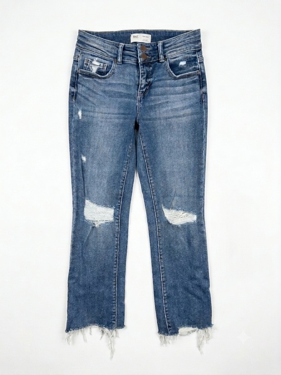 BKE Denim - BKE Payton Mid-Rise Cropped Straight Jeans Distressed Raw Hem (26x28)